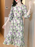 Enchanting Floral Long Sleeve Dress, Luxury Chic Ruffled Long Casual & Evening Women Dress